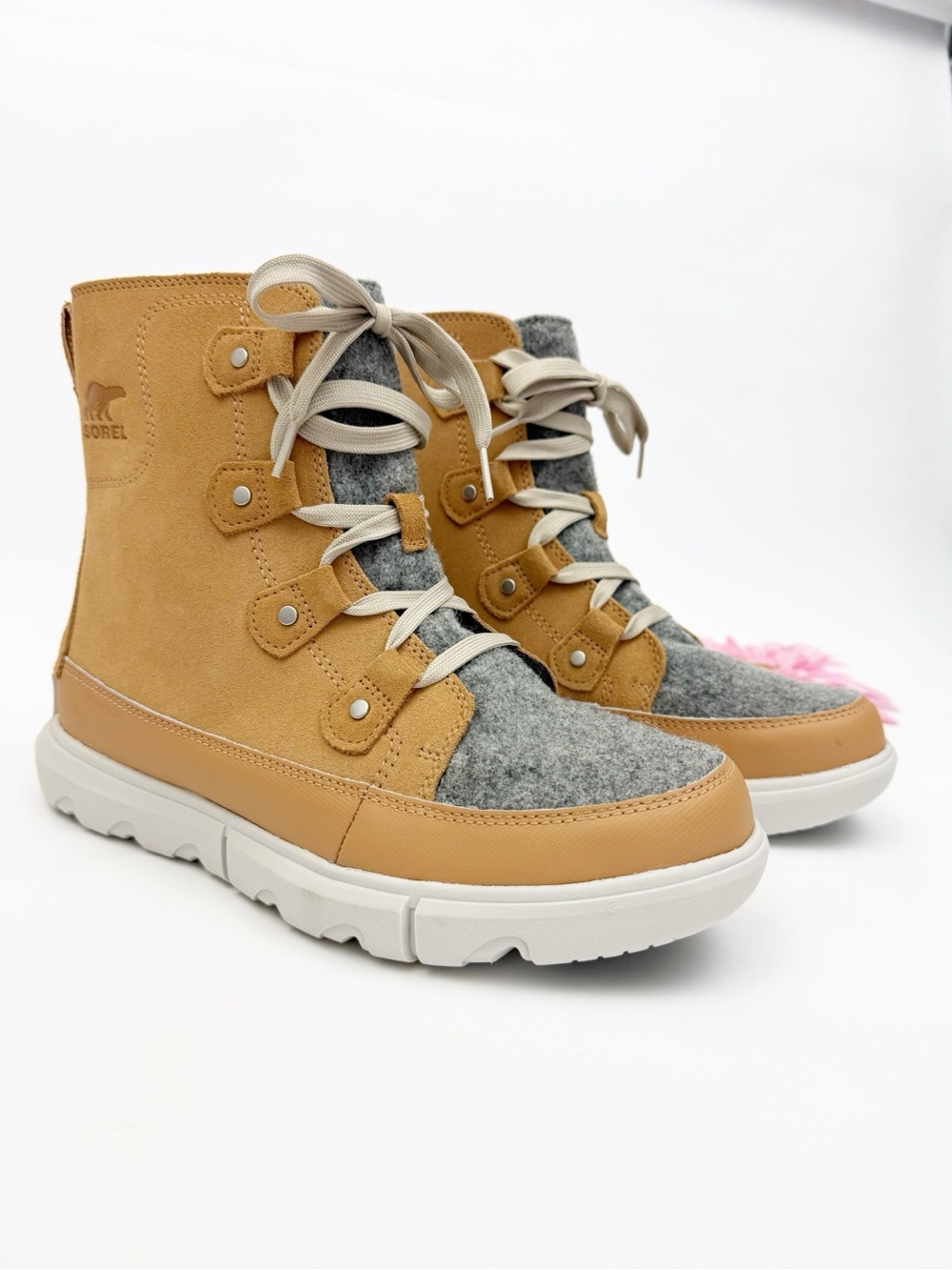 Sorel Explorer Next Joan Boot Tawny Buff Moonstone Tan Grey Lace Up Winter